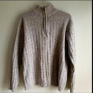 Osca de la Renta brown sweater XL mock neck half zip